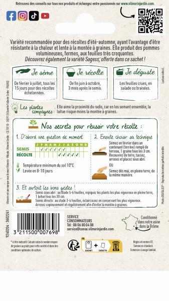 Potagères - Laitue Pommée Kinemontepas + échantillon Sagess - MEDIA_PACKAGING_VERSO